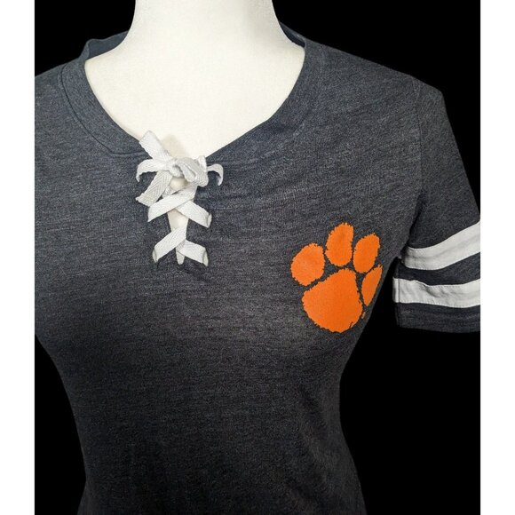 Charcoal Clemson Tigers All-Star Lace-Up Tri-Blend Tee Dress Size XS - Picture 3 of 8